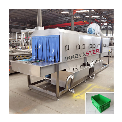 380/480V Stainless Steel Box Washer Automatic Tunnel Vegetable Basket Washing Machine For Plastic Tray