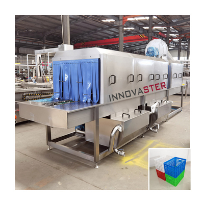 Tunnel Washer for High Pressure Water Spray Cleaning of Plastic Crates and Boxes