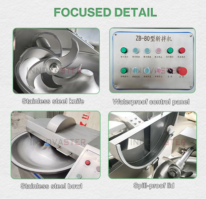 Meat Processing Industrial Meat Bowl Cutter Machine for 5kw Automatic Vegetable Sausage