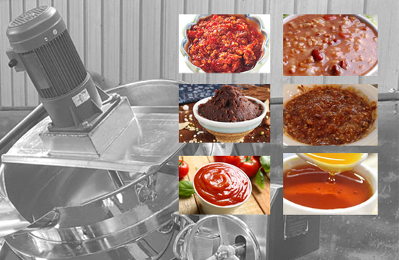 100kg-1000kg Steam/Electric/Gas/Electromagnetic Sauce Process Jacket Cooking Kettle