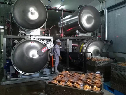 Water Immersion Retort Machine for Pouched Meat Chicken Food Sterilization 1100*1200*1500MM Size