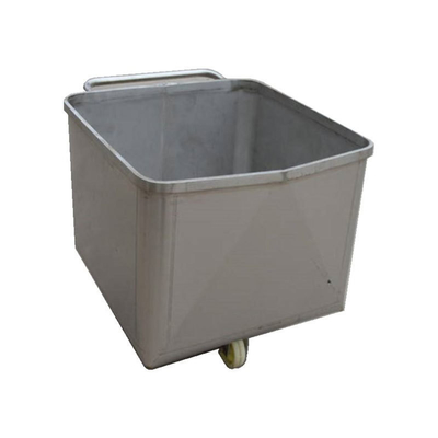 Silent Rubber Wheel Turning Style Stainless Steel Meat Dump Buggy for Meat Processing