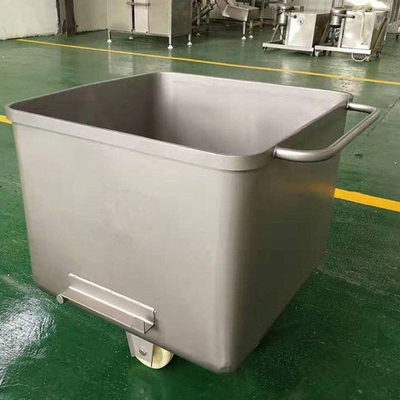 Silent Rubber Wheel Turning Style Stainless Steel Meat Dump Buggy for Meat Processing