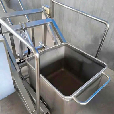 Silent Rubber Wheel Turning Style Stainless Steel Meat Dump Buggy for Meat Processing
