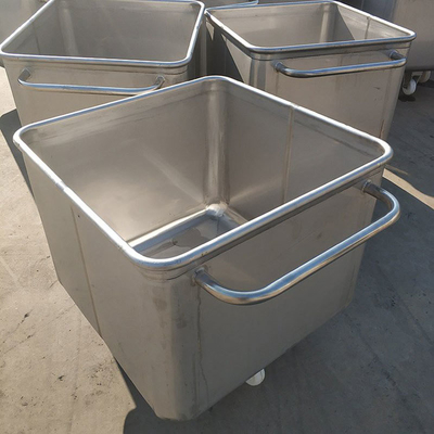 Silent Rubber Wheel Turning Style Stainless Steel Meat Dump Buggy for Meat Processing